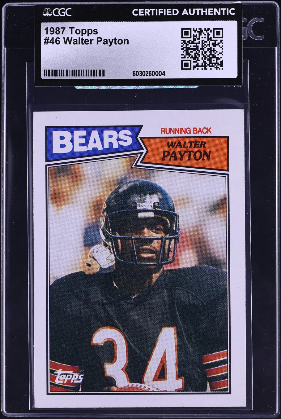1987 Topps Football Walter Payton #46 CGC AUTH