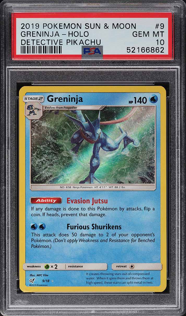 2019 Pokemon Sun & Moon Detective Pikachu Holo Greninja #9 PSA 10 GEM MINT