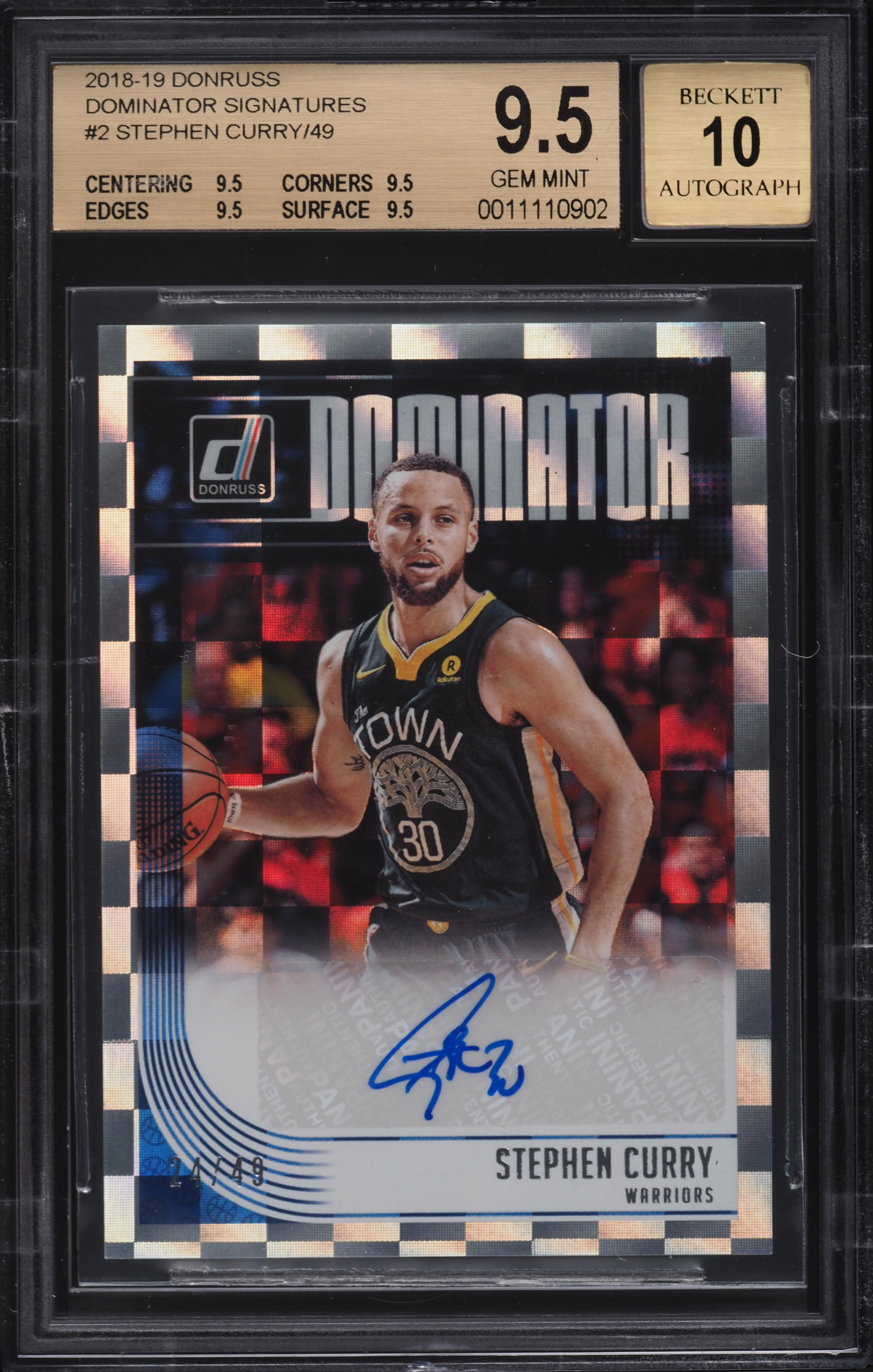 2018 Donruss Dominator Signatures Stephen Curry AUTO /49 #2