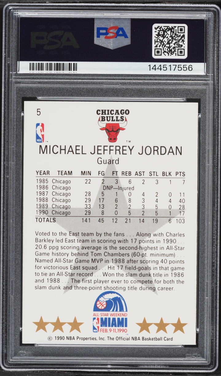 1990 Hoops All-Star Michael Jordan #5 PSA 7 NRMT