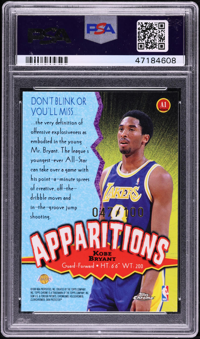 1998 Topps Chrome Apparitions Refractor Kobe Bryant /100 #A1 PSA 10 GEM MINT
