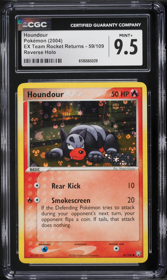 2004 Pokemon EX Team Rocket Returns Reverse Holo Houndour #59 CGC 9.5 MINT+