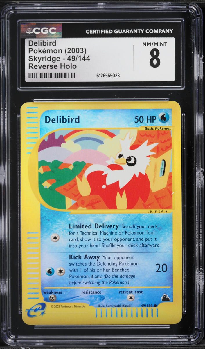 2003 Pokemon Skyridge Reverse Holo Delibird #49 CGC 8 NM-MT