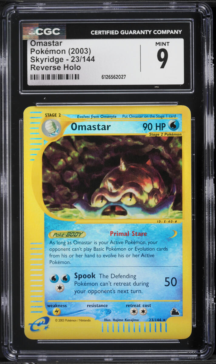 2003 Pokemon Skyridge Reverse Holo Omastar #23 CGC 9 MINT