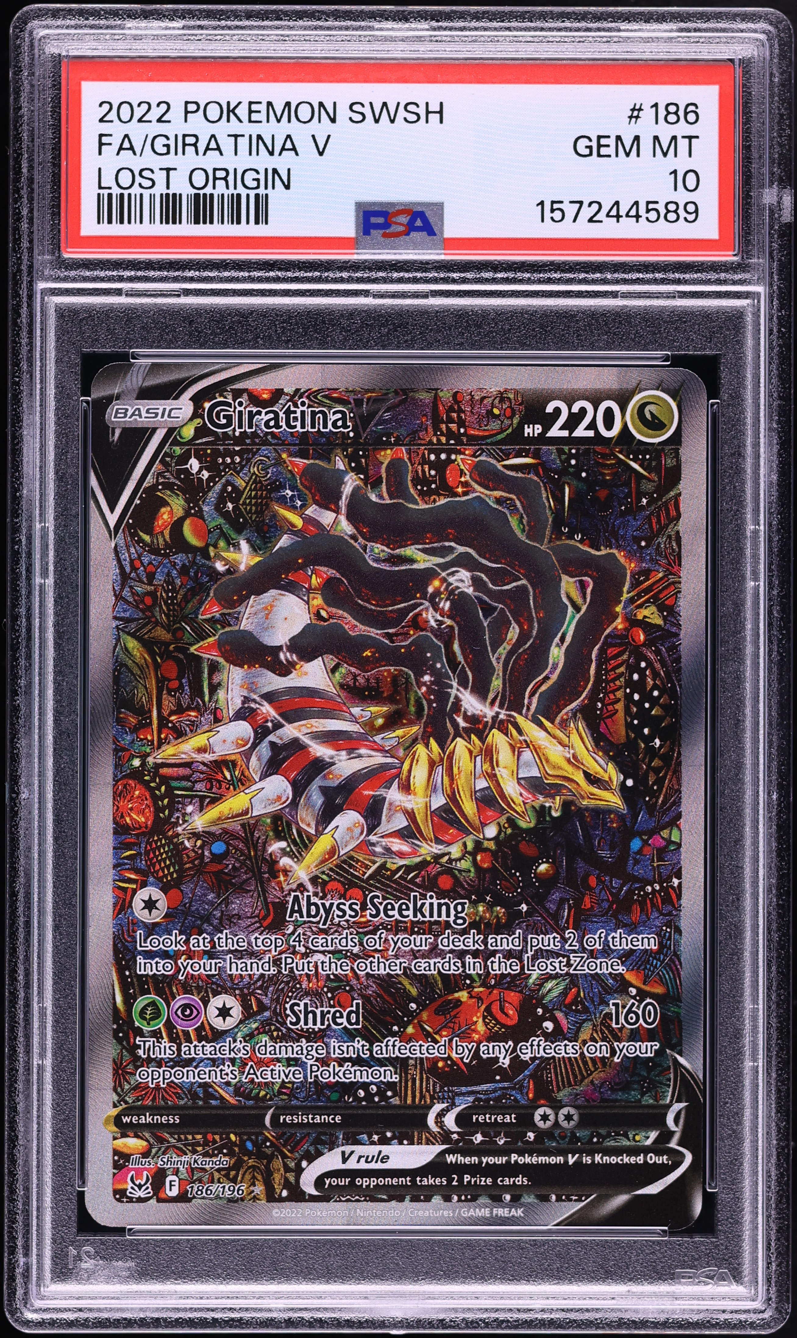 2022 Pokemon Sword & Shield Lost Origin Alt Art Giratina V #186 PSA 10 GEM MINT