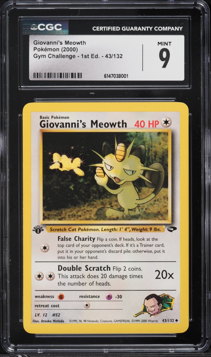 2000 Pokemon Gym Challenge 1st Edition Giovanni's Meowth #43 CGC 9 MINT