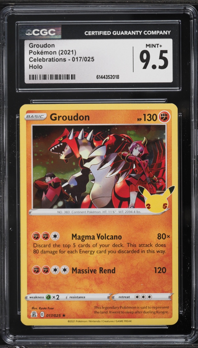 2021 Pokemon Sword & Shield Celebrations Holo Groudon #17 CGC 9.5 MINT+