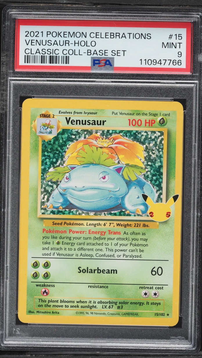 2021 Pokemon Sword & Shield Celebrations Classic Collection Holo Venusaur #15 PSA 9 MINT