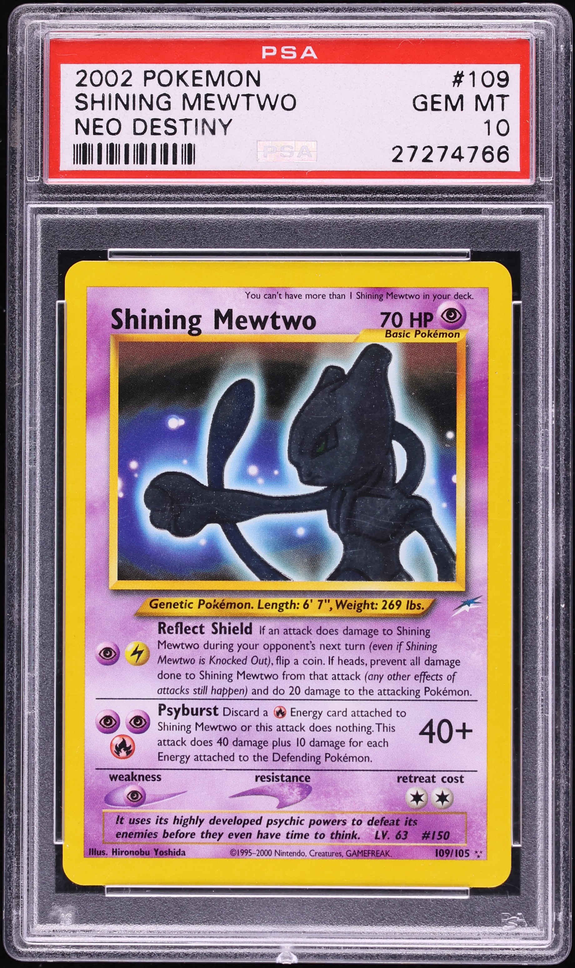 2002 Pokemon Neo Destiny Shining Mewtwo #109 PSA 10 GEM MINT
