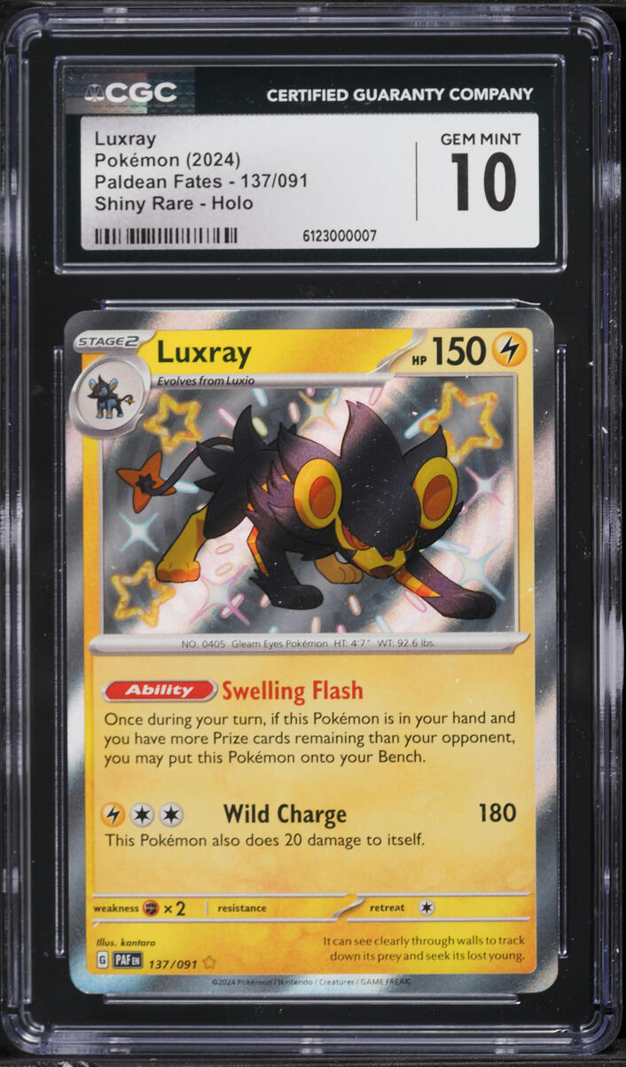 2024 Pokemon Scarlet & Violet Paldean Fates Shiny Rare Luxray #137 CGC 10 GEM MINT