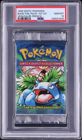 1999 Pokemon Base Set Shadowless Booster Pack Venusaur Art PSA 10