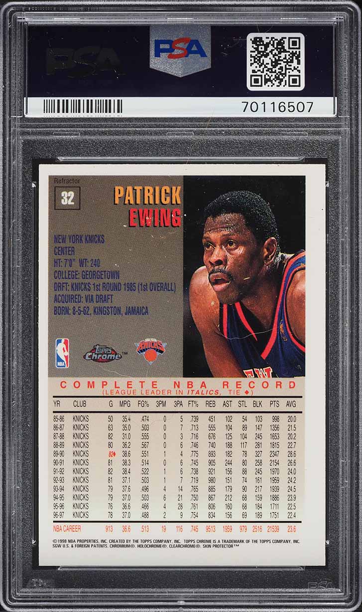 1997 Topps Chrome Refractor Patrick Ewing #32 PSA 8 NM-MT