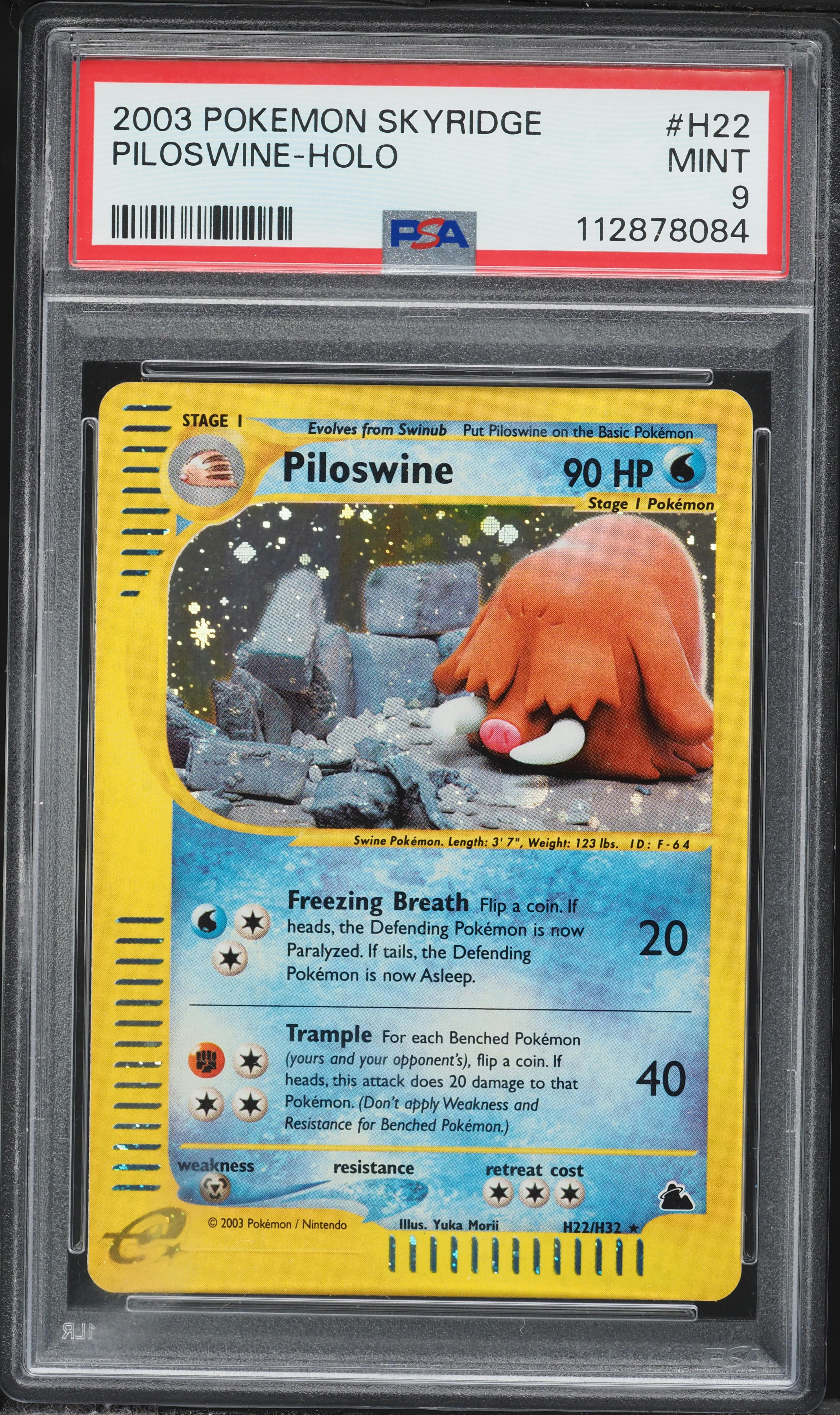 2003 Pokemon Skyridge Holo Piloswine #H22 PSA 9 MINT