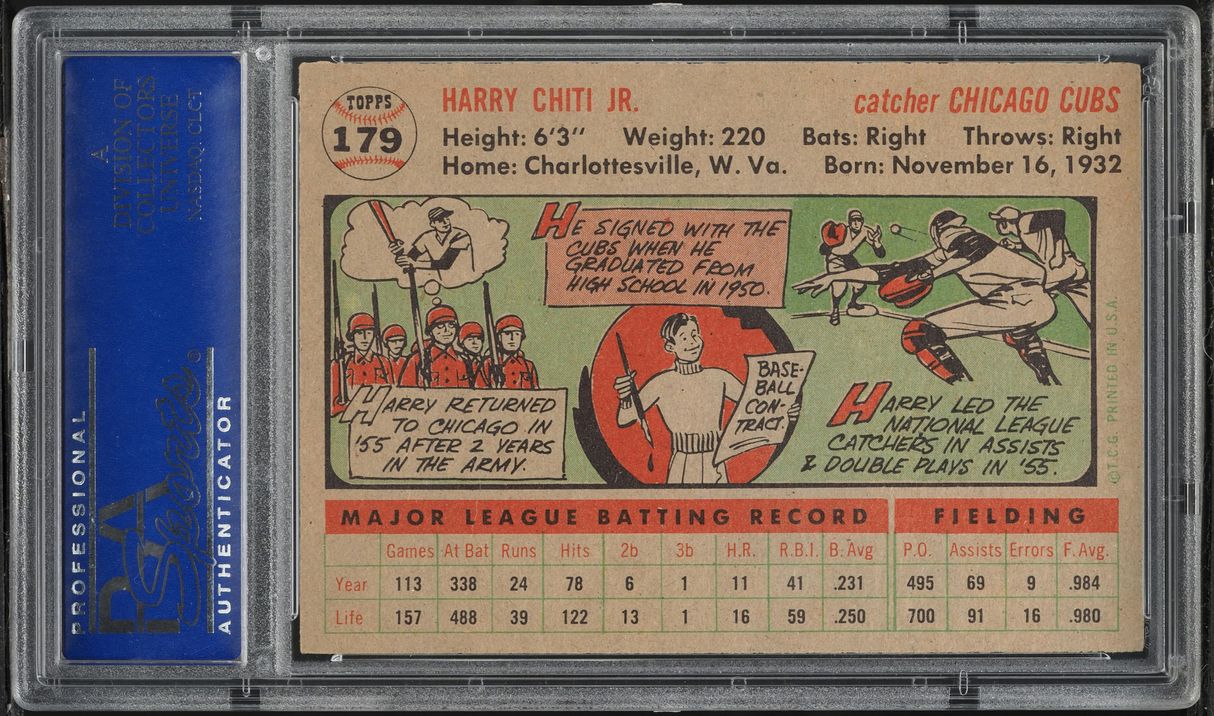 1956 Topps Harry Chiti #179 PSA 7 NRMT