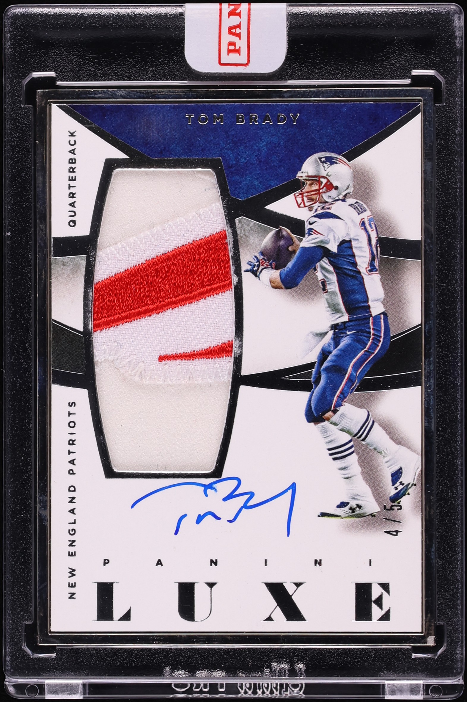 2015 Panini Luxe Framed Autographs Silver Tom Brady PATCH AUTO /5