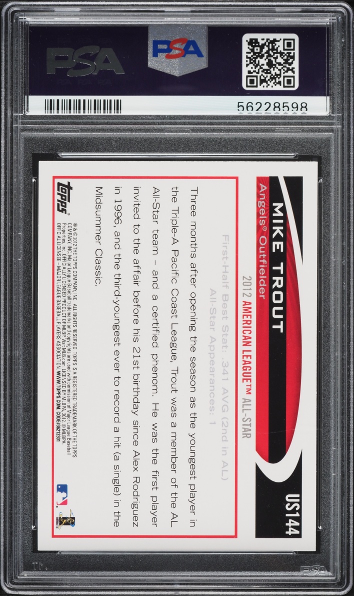 2012 Topps Update At Bat Mike Trout #US144 PSA 10 GEM MINT