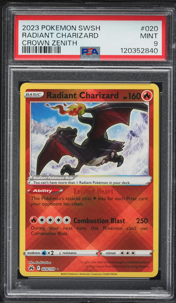 2023 Pokemon Sword & Shield Crown Zenith Holo Radiant Charizard #20 PSA 9 MINT