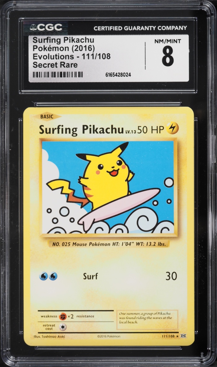 2016 Pokemon XY Evolutions Surfing Pikachu #111 CGC 8 NM-MT