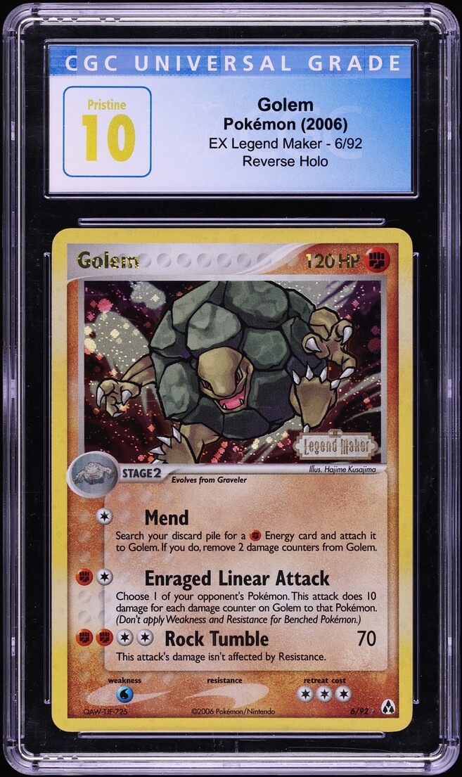 2006 Pokemon EX Legend Maker Reverse Holo Golem #6 CGC 10 PRISTINE