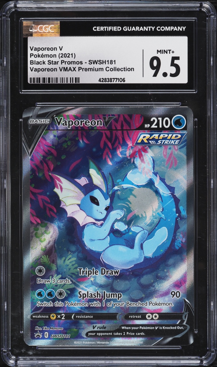 2021 Pokemon SWSH Promo VMAX Premium Collection Alt Art Vaporeon V #SWSH181 CGC 9.5 MINT+