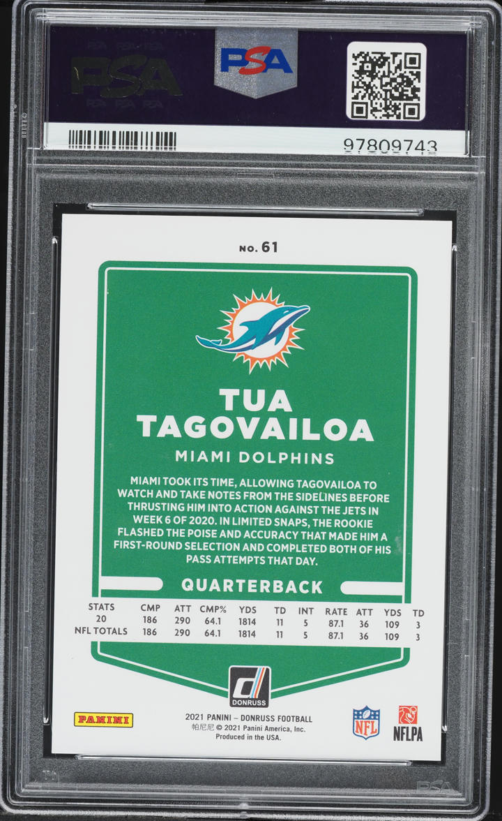 2021 Donruss Press Proof Premium Tua Tagovailoa #61 PSA 10 GEM MINT