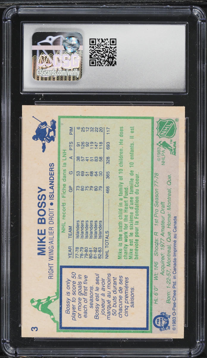 1983 O-Pee-Chee Hockey Mike Bossy #3 CSG 7.5 NRMT+