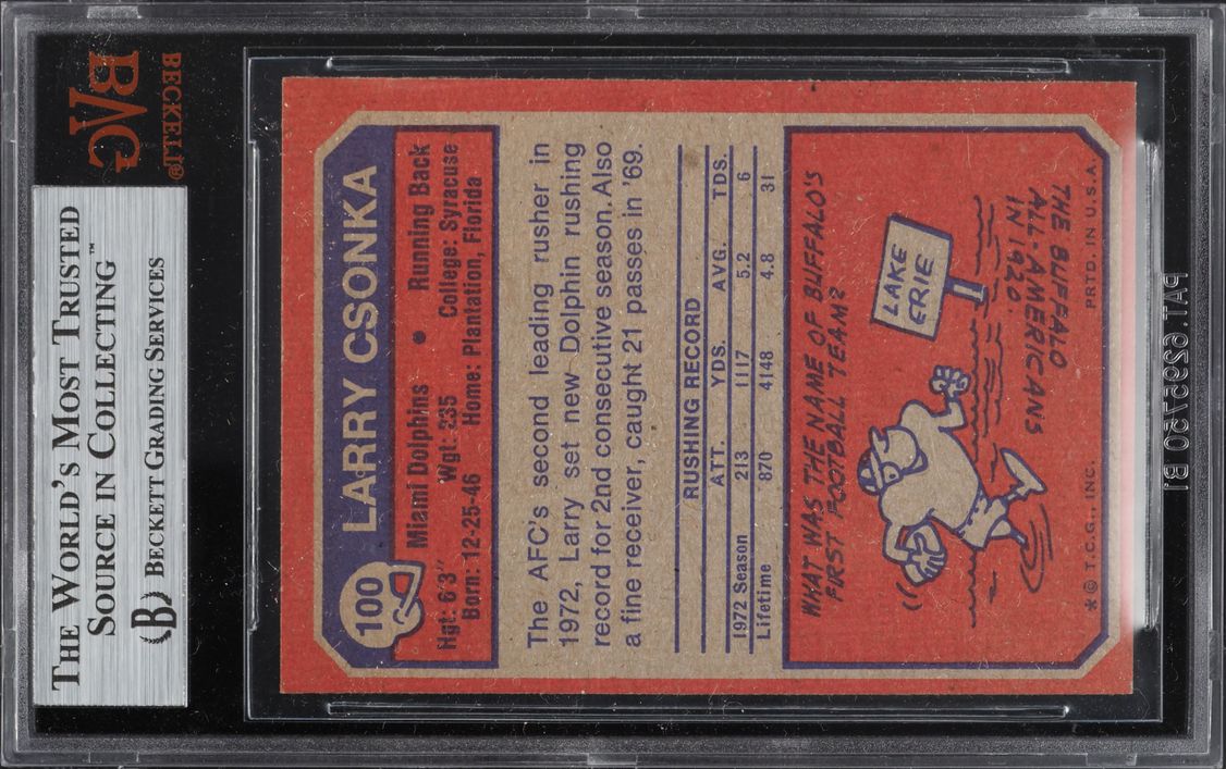 1973 Topps Football Larry Csonka #100 BVG 8.5 NM-MT+