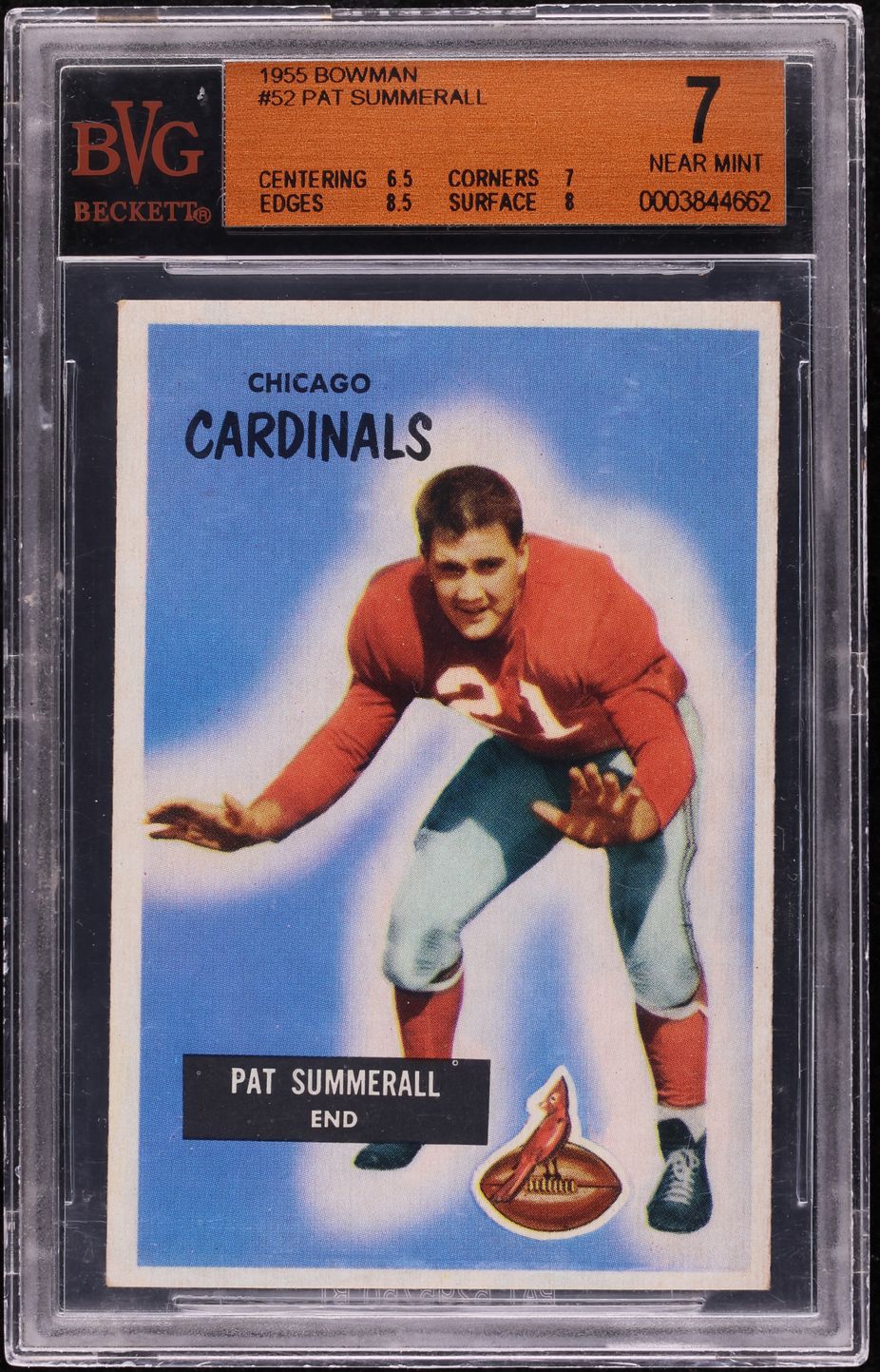1955 Bowman Football Pat Summerall #52 BGS 7 NRMT