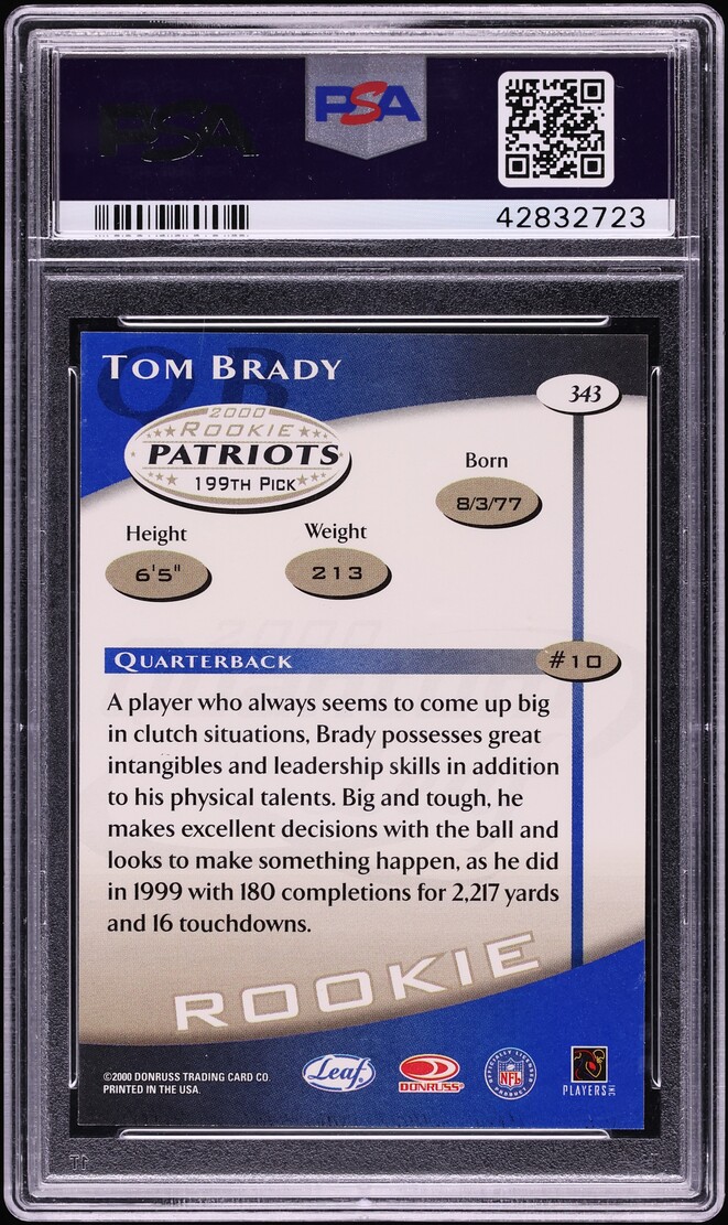 2000 Quantum Leaf Tom Brady ROOKIE #343 PSA 10 GEM MINT