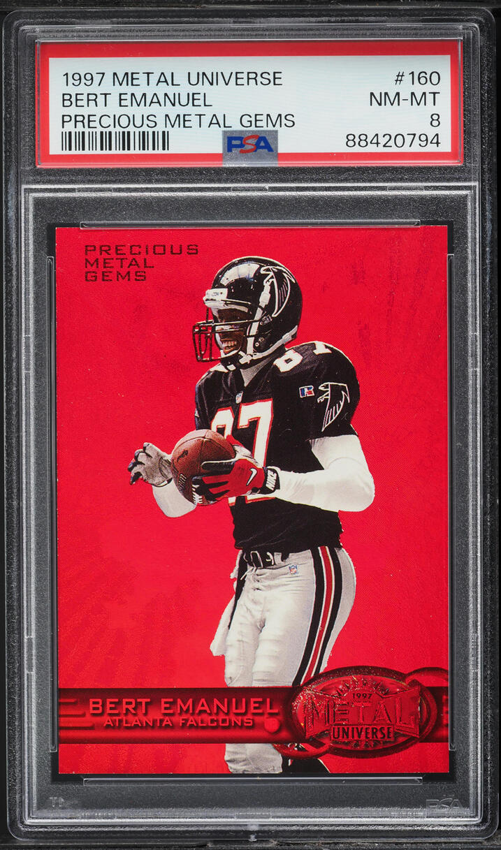 1997 Metal Universe Precious Metal Gems PMG Red Bert Emanuel /150 #160 PSA 8