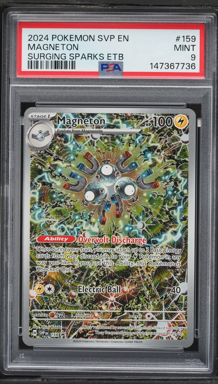 2024 Pokemon Scarlet & Violet Promo Surging Sparks ETB Full Art Magneton #159 PSA 9 MINT