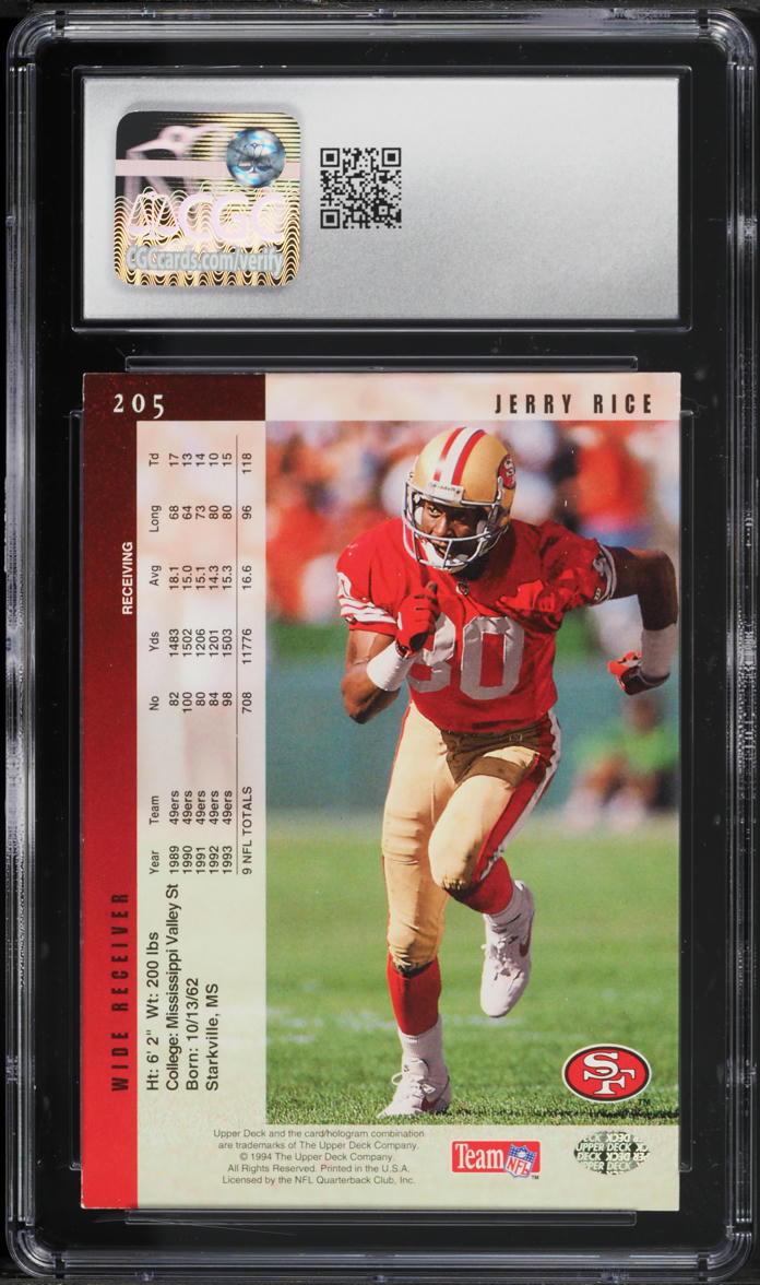 1994 Upper Deck Football Jerry Rice #205 CGC 8 NM-MT