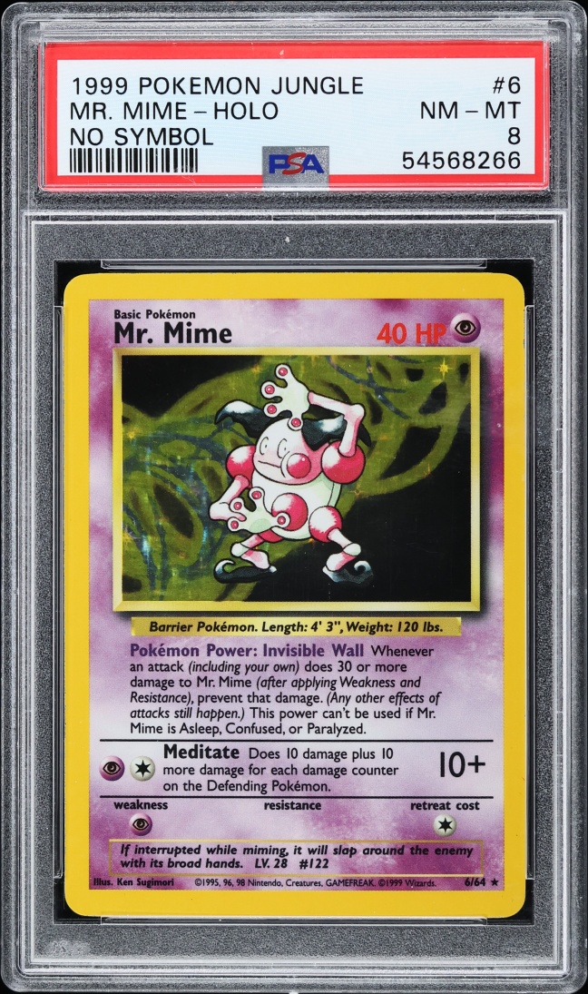 1999 Pokemon Jungle No Set Symbol Holo Mr. Mime #6 PSA 8 NM-MT