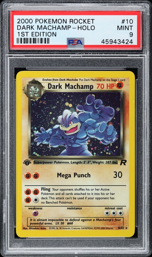 2000 Pokemon Team Rocket 1st Edition Holo Dark Machamp #10 PSA 9 MINT