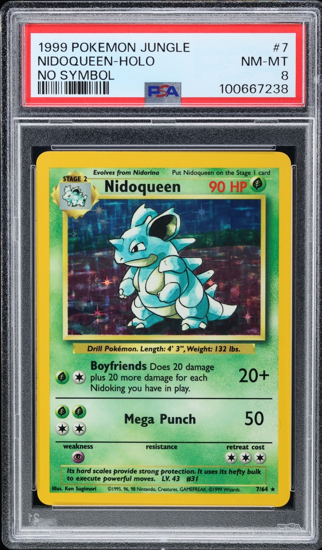 1999 Pokemon Jungle No Set Symbol Holo Nidoqueen #7 PSA 8 NM-MT