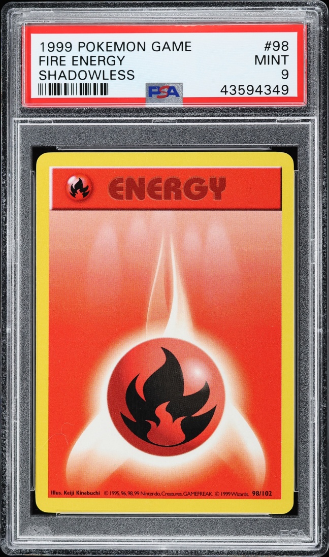 1999 Pokemon Base Set Shadowless Fire Energy #98 PSA 9 MINT