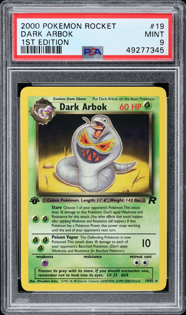 2000 Pokemon Team Rocket 1st Edition Dark Arbok #19 PSA 9 MINT