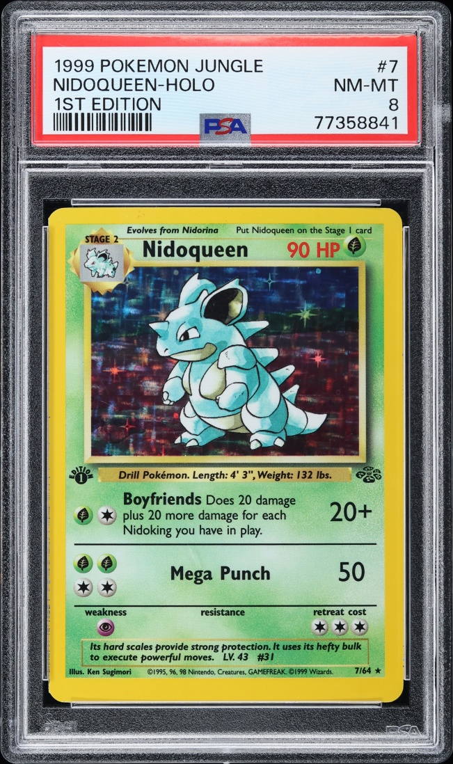 1999 Pokemon Jungle 1st Edition Holo Nidoqueen #7 PSA 8 NM-MT