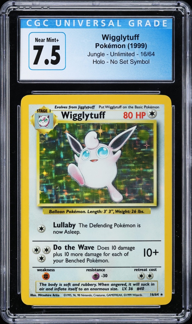 1999 Pokemon Jungle No Set Symbol Holo Wigglytuff #16 CGC 7.5 NRMT+