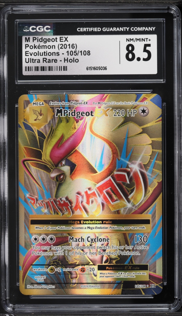 2016 Pokemon XY Evolutions Alt Art M Pidgeot EX #105 CGC 8.5 NM-MT+