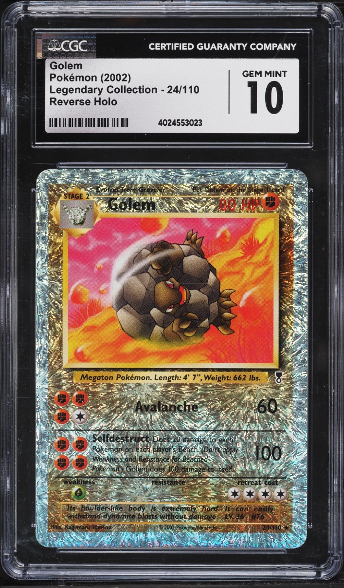 2002 Pokemon Legendary Collection Reverse Holo Golem #24 CGC 10 GEM MINT