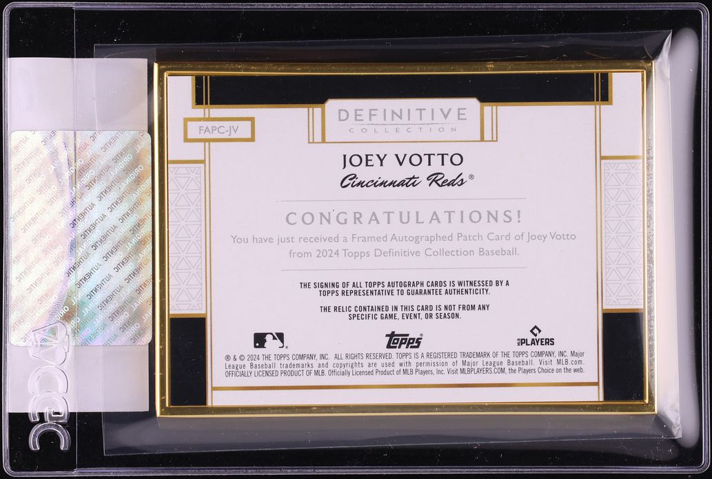2024 Topps Definitive Collection Framed Joey Votto PATCH AUTO /30 #FAPC-JV CGC AUTH - Photo 2