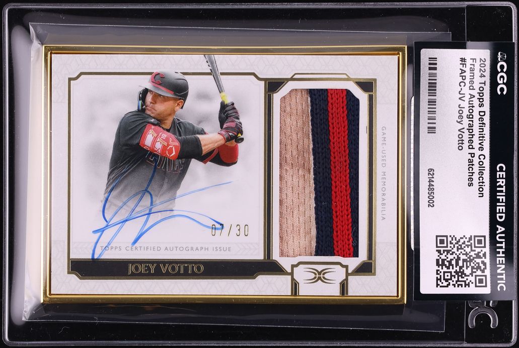 2024 Topps Definitive Collection Framed Joey Votto PATCH AUTO /30 #FAPC-JV CGC AUTH