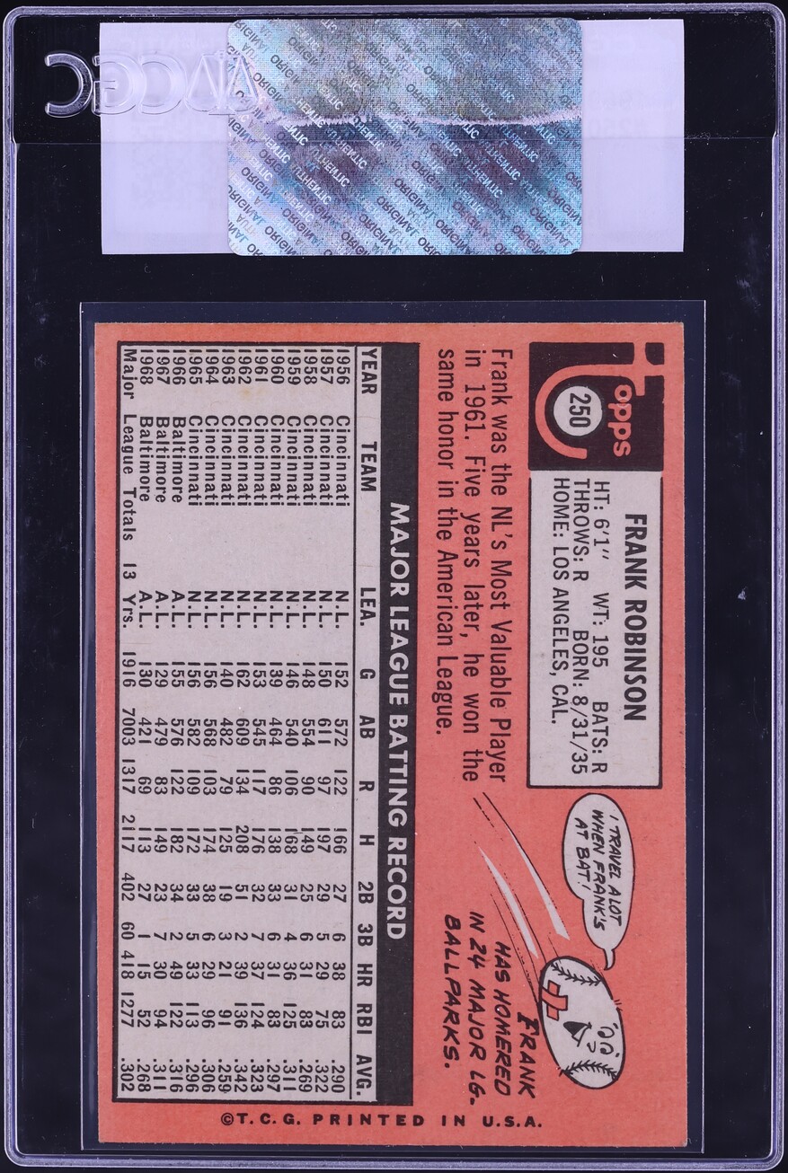 1969 Topps Frank Robinson #250 CGC AUTH