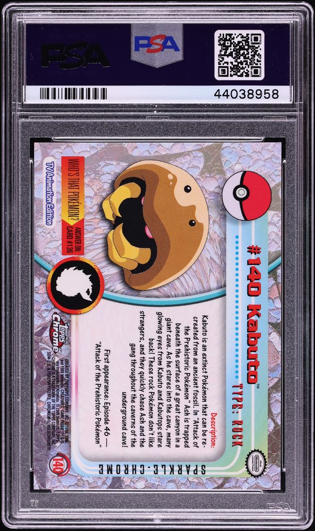 2000 Topps Chrome Pokemon Series 2 Sparkle Kabuto #140 PSA 10 GEM MINT