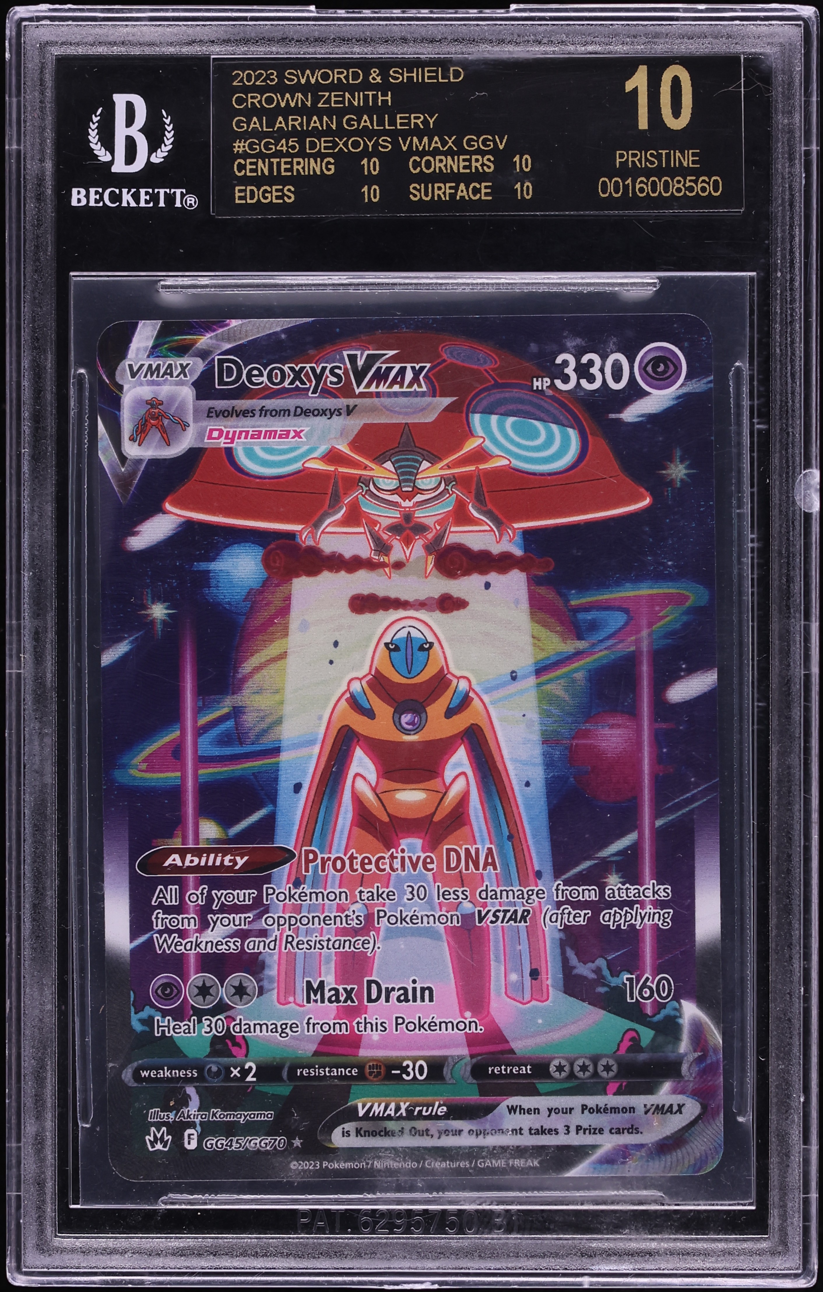 2023 Pokemon Sword & Shield Crown Zenith Full Art Deoxys VMAX #GG45 BGS 10 BLACK LABEL