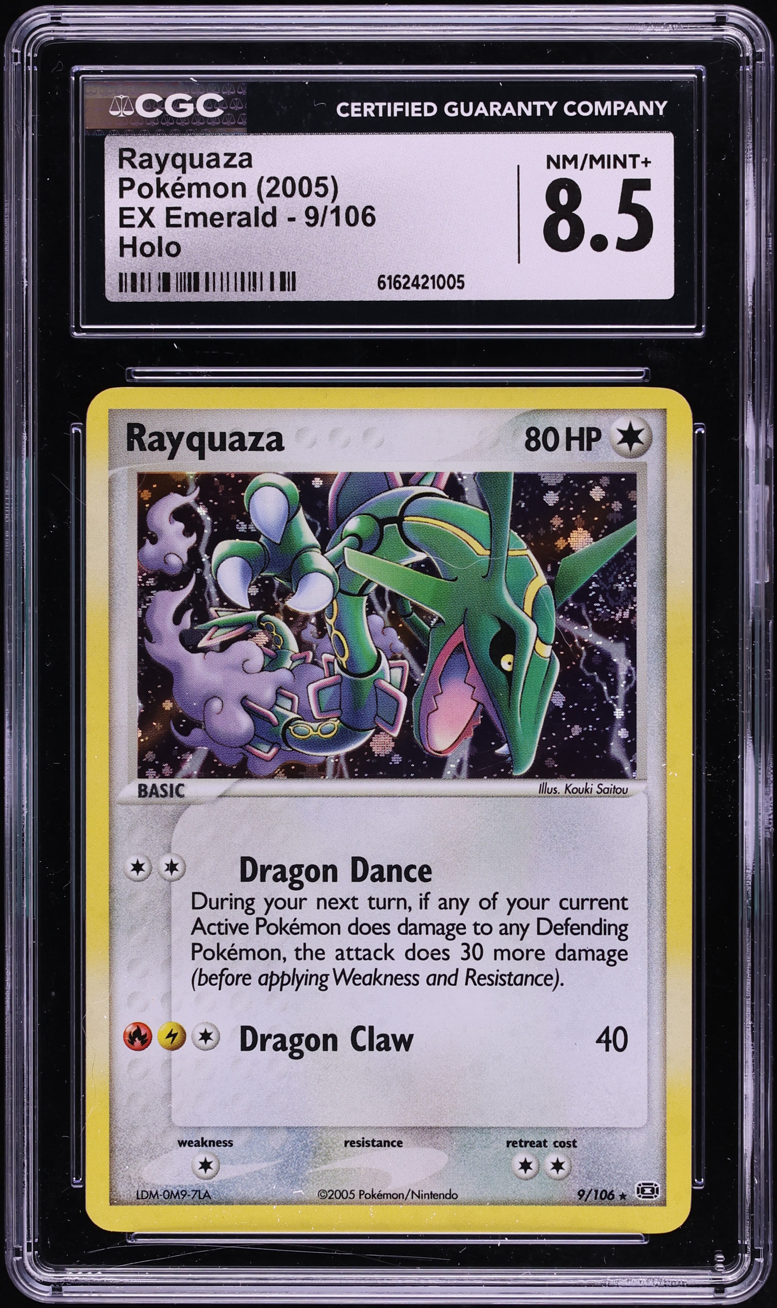 2005 Pokemon EX Emerald Holo Rayquaza #9 CGC 8.5 NM-MT+