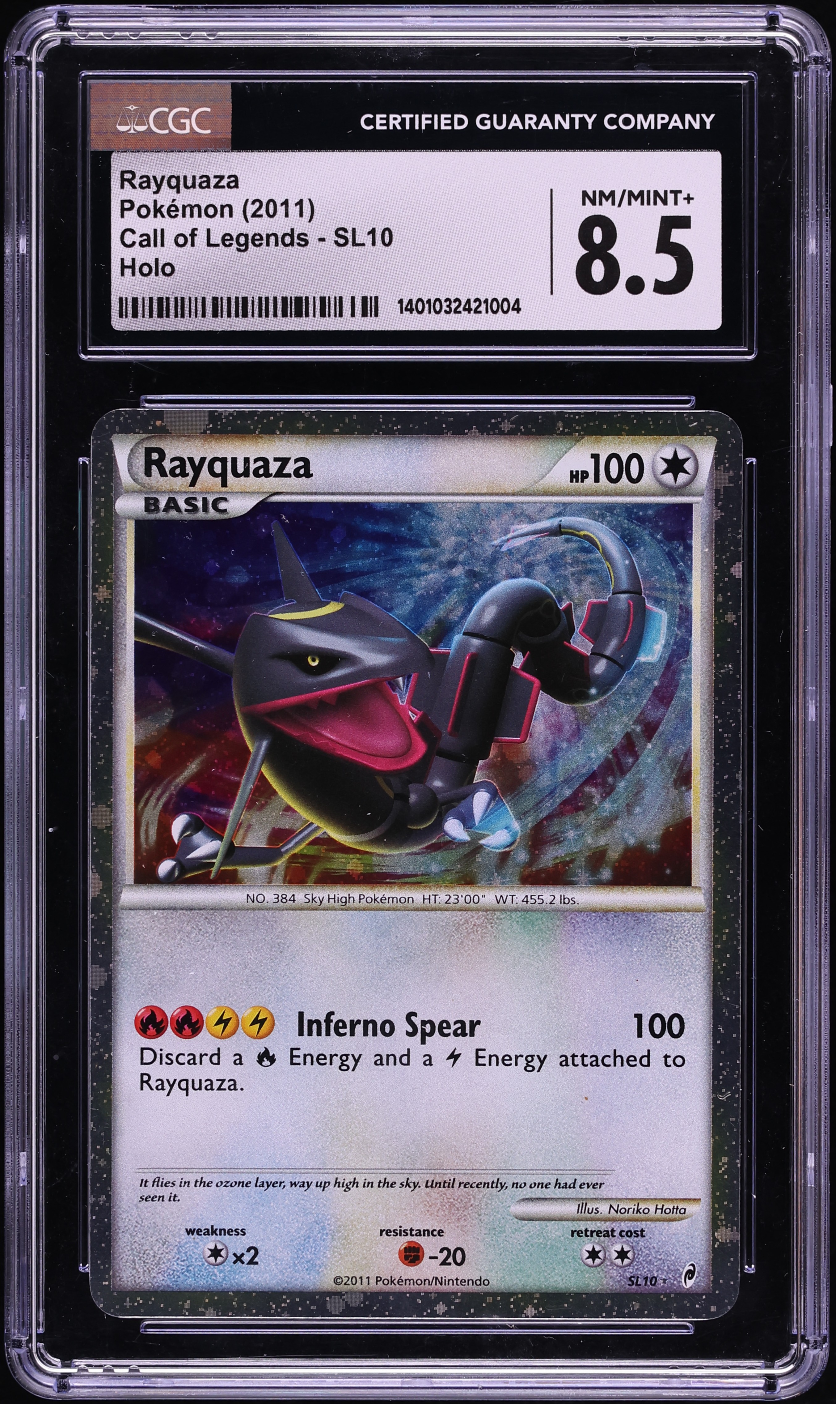 2011 Pokemon Call Of Legends Holo Rayquaza #SL10 CGC 8.5 NM-MT+