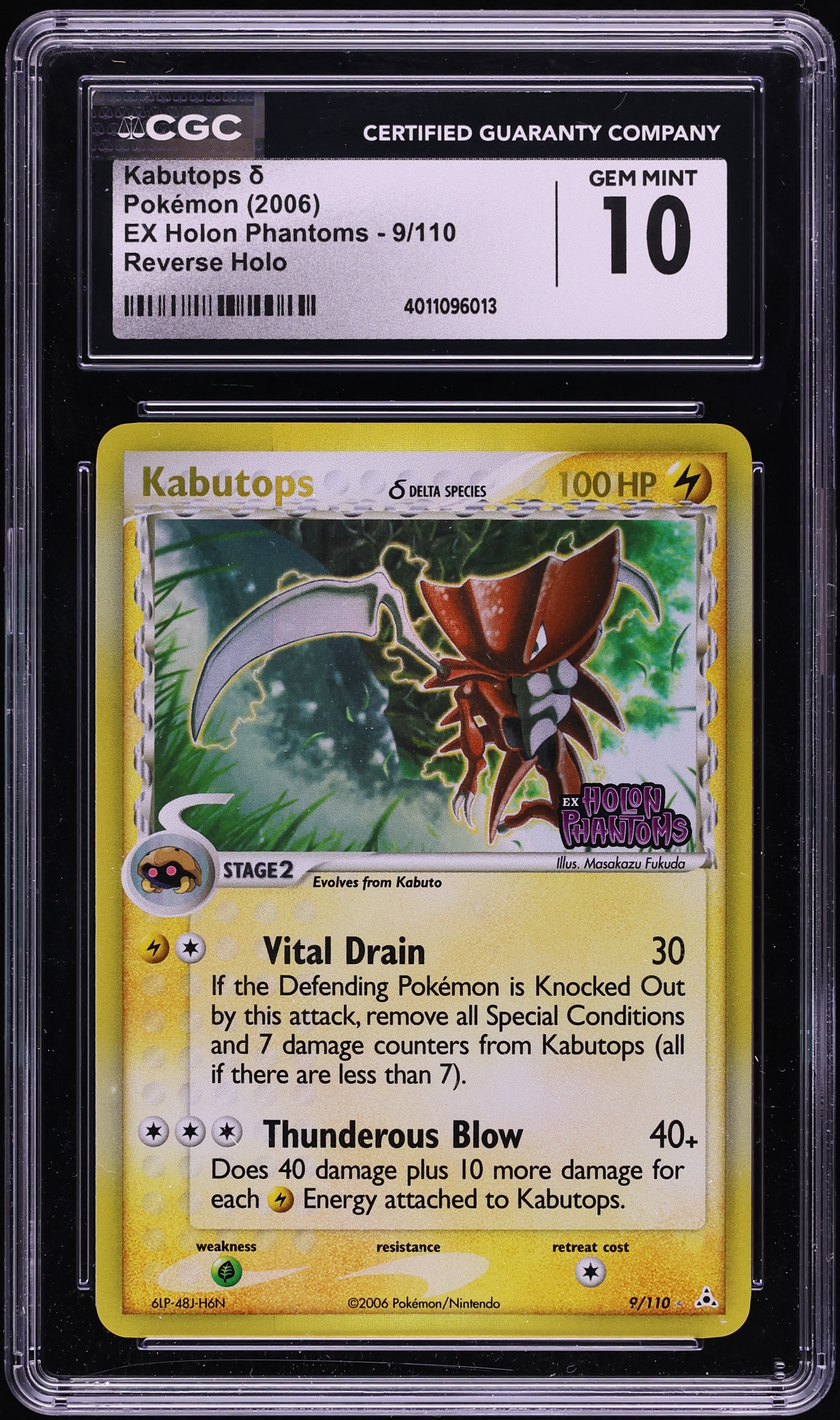 2006 Pokemon EX Holon Phantoms Reverse Holo Kabutops #9 CGC 10 GEM MINT