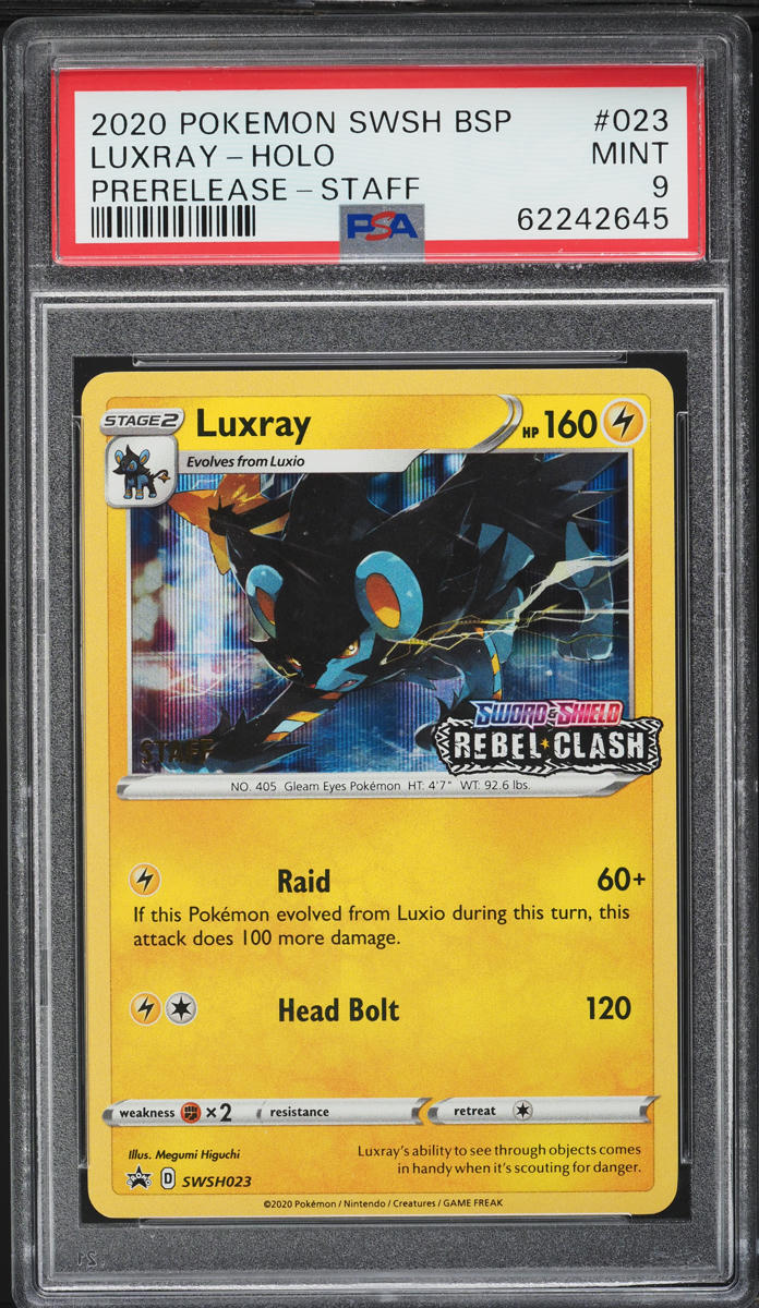 2020 Pokemon SWSH Black Star Promo Prerelease Staff Holo Luxray #23 PSA 9 MINT